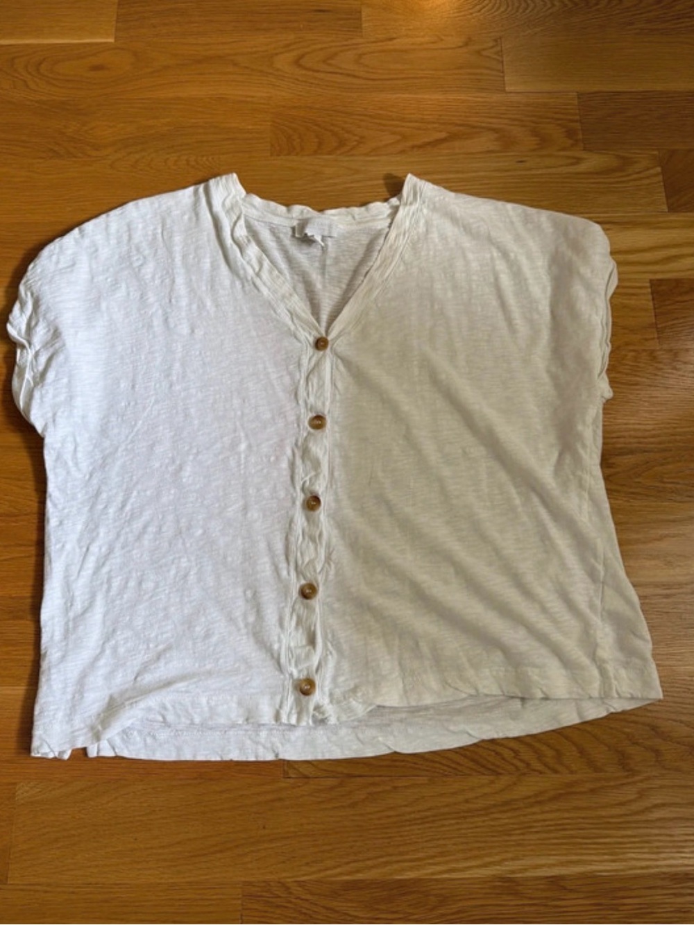 The White Company Ivory Short-Sleeve Button Front Shirt